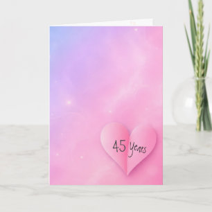 45th Anniversary Pink Folded Heart Card