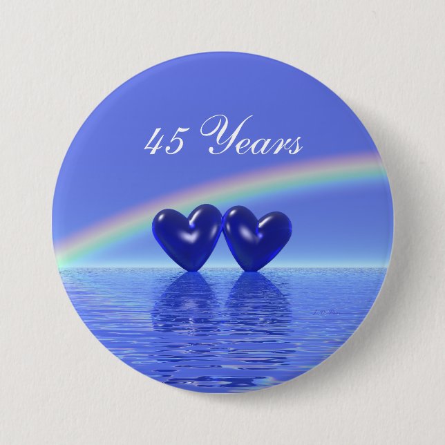 45th Anniversary Sapphire Hearts 3 Inch Round Button (Front)