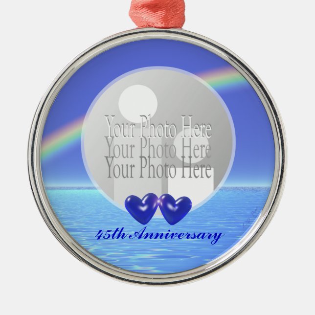 45th Anniversary Sapphire Hearts (photo frame) Metal Ornament (Front)