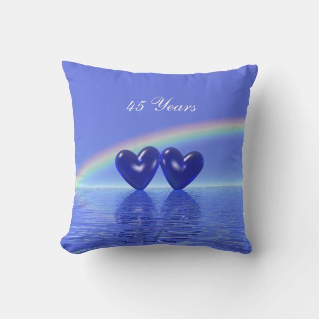 45th Anniversary Sapphire Hearts Throw Pillow (Front)