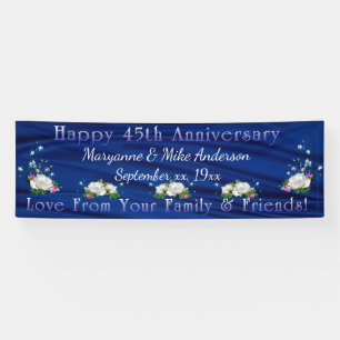 45th Anniversary White Roses Sapphire Custom Banner