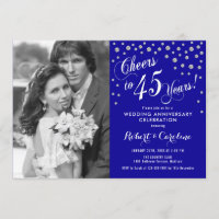 45th Anniversary with Photo - Sapphire Blue Silver