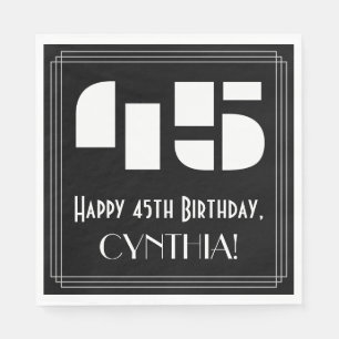 45th Birthday: Art Deco Inspired Look "45" + Name Napkin
