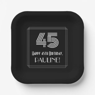45th Birthday — Art Deco Inspired Look “45”  Paper Plate