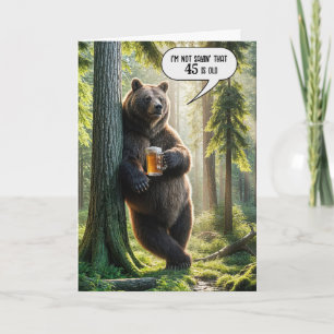 45th Birthday Bear With Beer Mug Card