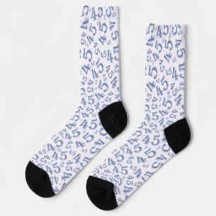 45th Birthday Blue Random Number Pattern Socks