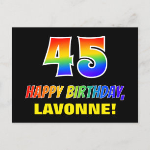 45th Birthday: Bold, Fun, Simple, Rainbow 45 Postcard