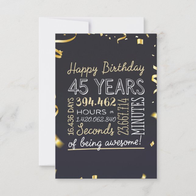 45th Birthday Card - 45 Years of being Awesome (Front)