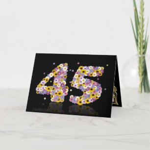 45th birthday card with flowery letters