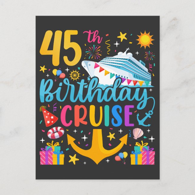 45th Birthday Cruise B-Day Party Postcard (Front)
