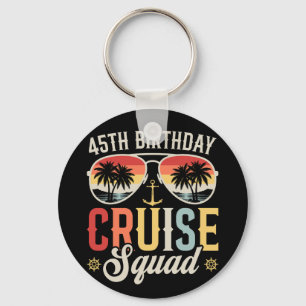 45TH Birthday Cruise Squad Family Matching Circle Keychain