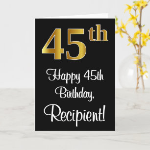 45th Birthday ~ Elegant Luxurious Faux Gold Look # Card