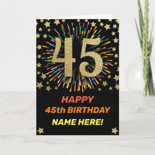 45th Birthday Fireworks Rainbow Gold Fun Card