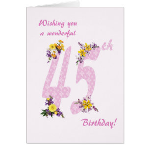 45th Birthday Flower Decorated Numbers