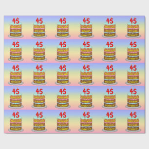 45th Birthday: Fun Cake and Candles + Custom Name Wrapping Paper
