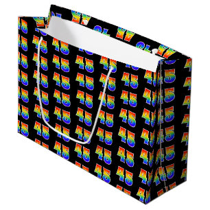 45th Birthday: Fun Rainbow Event Number 45 Pattern Large Gift Bag