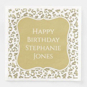45th Birthday Gold/White Bracket Number Pattern Napkin