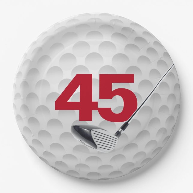 45th Birthday Golf Ball Design Paper Plate (Front)