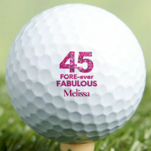 45th Birthday Golfer Gift FORE-ever 45 & Fabulous Golf Balls