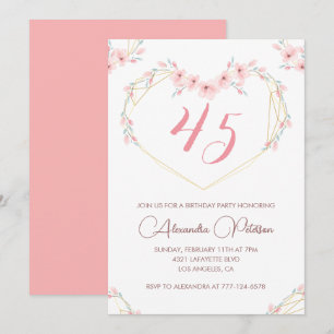 45th birthday invitations Boho Floral Elegant 