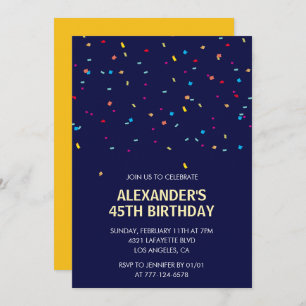 45th birthday invitations Men Confetti Modern