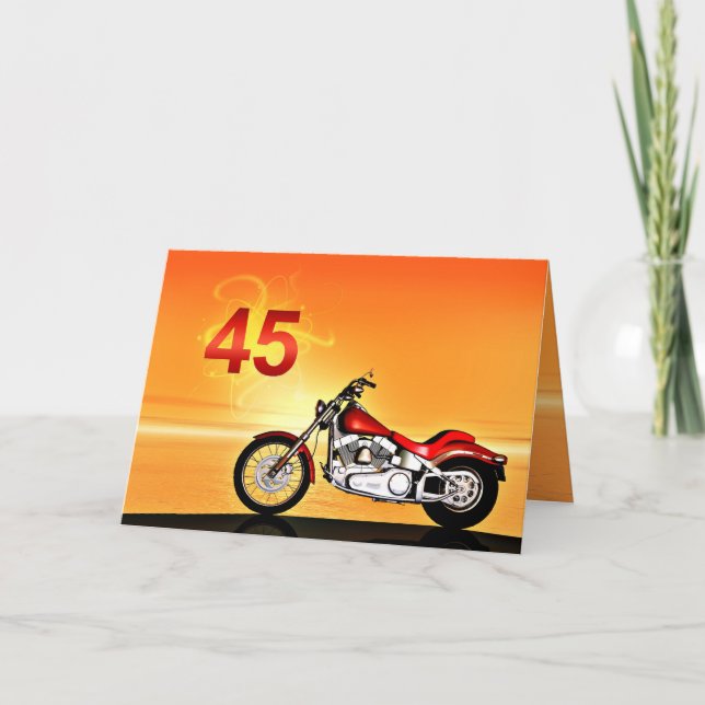 45th birthday Motorcycle sunset Card (Front)