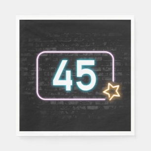 45th Birthday Neon Sign On Brick  Napkin