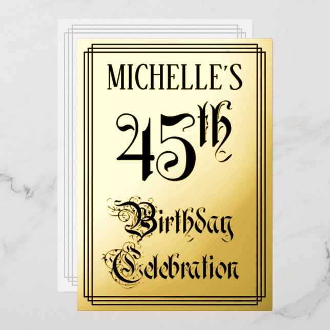 45th Birthday Party — Elegant Script + Custom Name (Front/Back)
