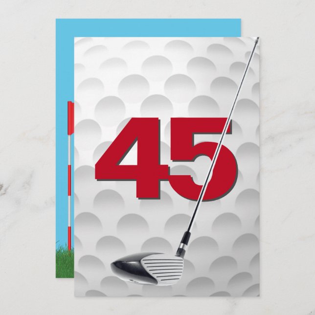 45th Birthday Party Golf Theme Invitation (Front/Back)