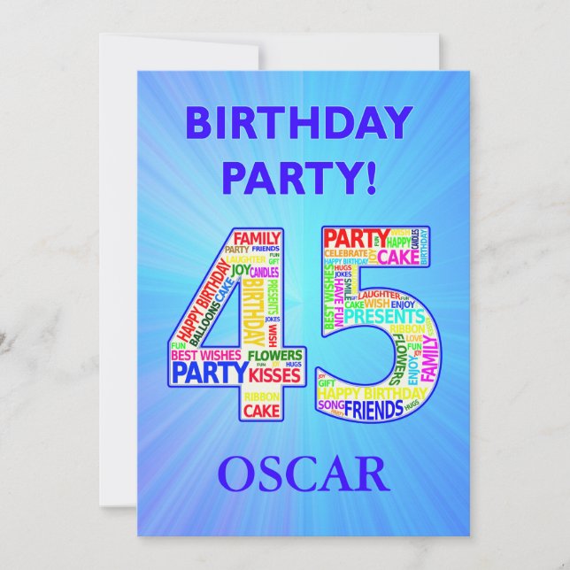 45th Birthday Party Invitation Add a Name (Front)