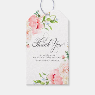 45th Birthday Party Pink Floral Custom Favour Tags
