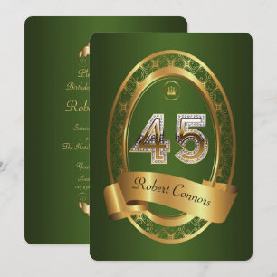 45th,birthday party woman man,elegant colour invitation