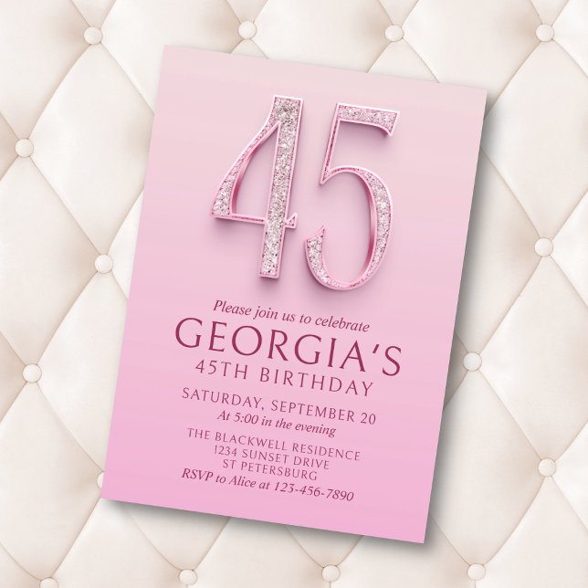 45th Birthday Pink Diamonds Invitation (Creator Uploaded)