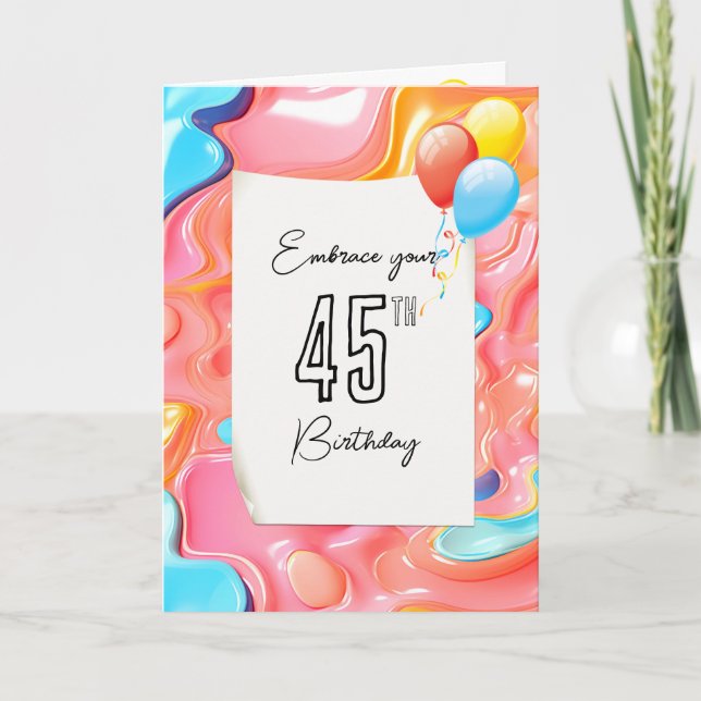 45th Birthday Psychedelic 3D Abstract Card (Front)