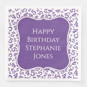 45th Birthday Purple/White Bracket Number Pattern Napkin