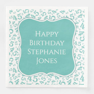 45th Birthday Teal/White Bracket Number Pattern Napkin
