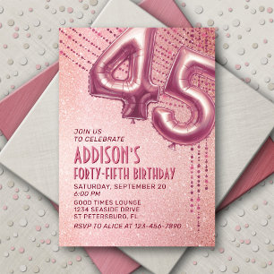 45th Birthday Womens Rose Gold Invitation