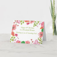 45th Birthday Wonderful Woman Watercolor Flowers R
