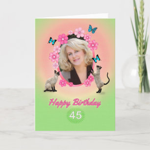 45th photo card with cats and butterflies,