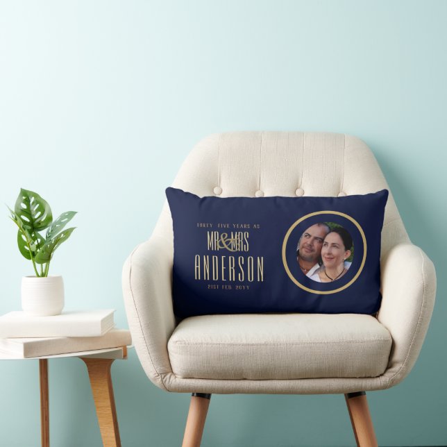45th PHOTO Wedding Anniversary Modern Gift Lumbar Pillow (Chair)