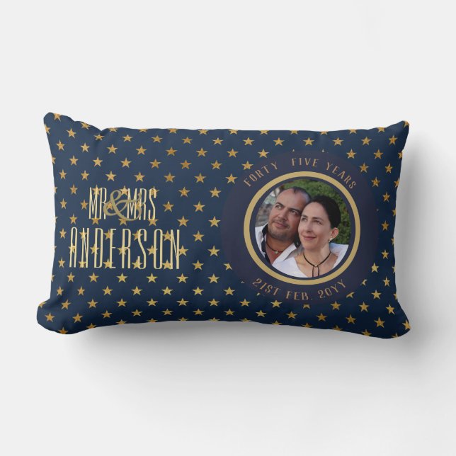 45th PHOTO Wedding Anniversary Modern Gifts Lumbar Pillow (Front)