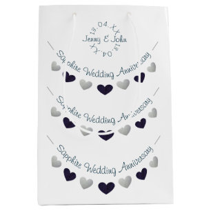 45th sapphire wedding anniversary bunting design medium gift bag