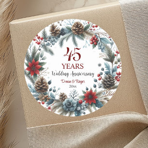 45th Sapphire Wedding Anniversary Elegant Winter Classic Round Sticker