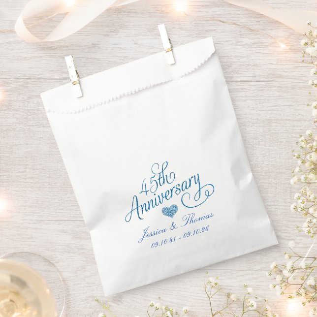 45th Sapphire Wedding Anniversary Favour Bag (Clipped)