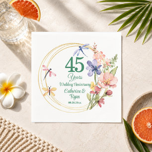 45th Sapphire Wedding Anniversary Gold Frame Napkin