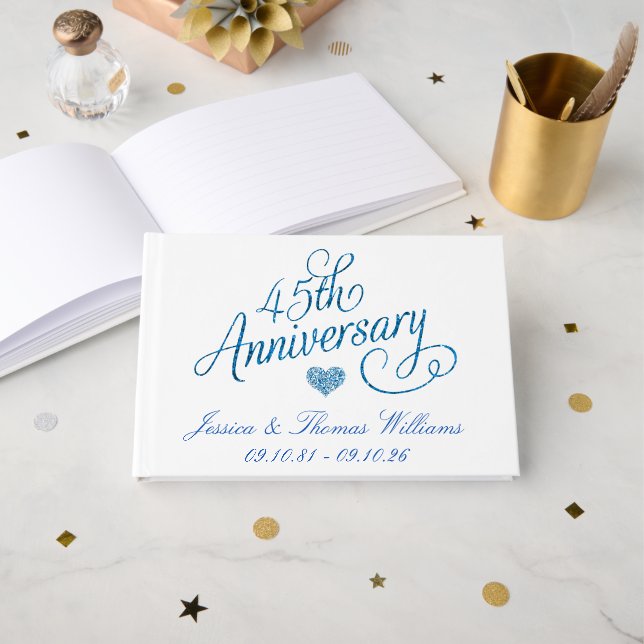 45th Sapphire Wedding Anniversary Guest Book (Front Open)