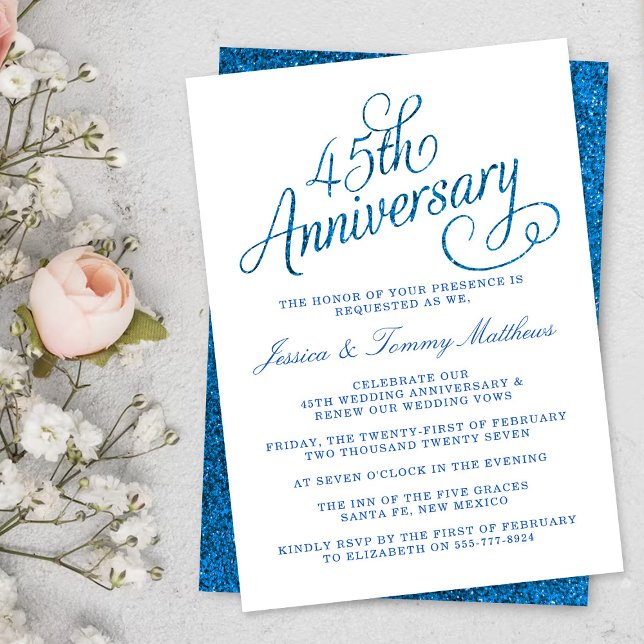 45th Sapphire Wedding Anniversary Invitation (Creator Uploaded)
