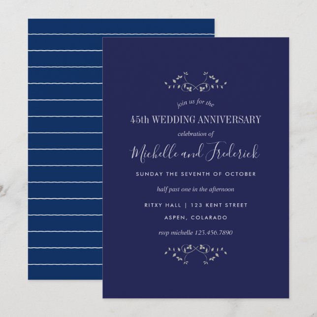 45th Sapphire Wedding Anniversary invitation (Front/Back)