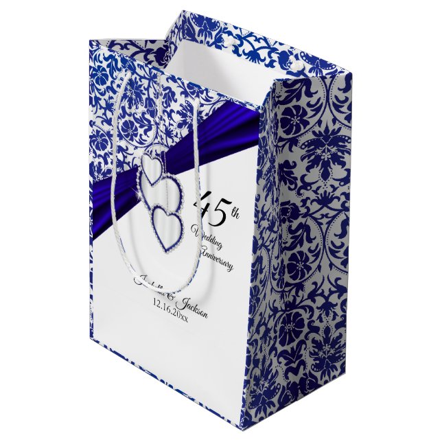 45th Sapphire Wedding Anniversary Medium Gift Bag (Back Angled)