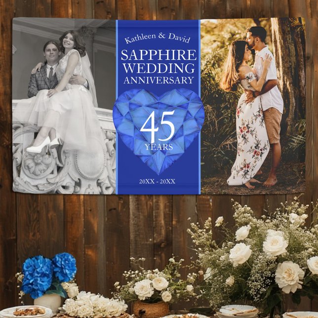 45th sapphire wedding anniversary now then photo banner (Creator Uploaded)